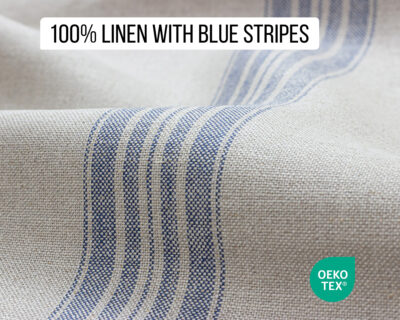 Linen fabric with blue stripes