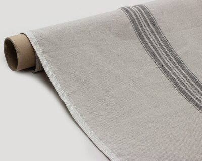 Linen fabric with Black Stripes
