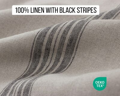 Black Striped Linen Fabric