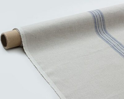 Linen fabric with blue stripes