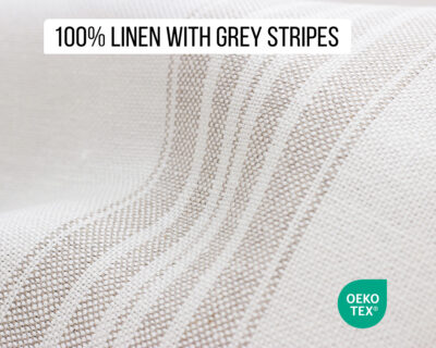 Linen fabric with grey stripes