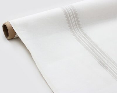 Linen fabric with grey stripes