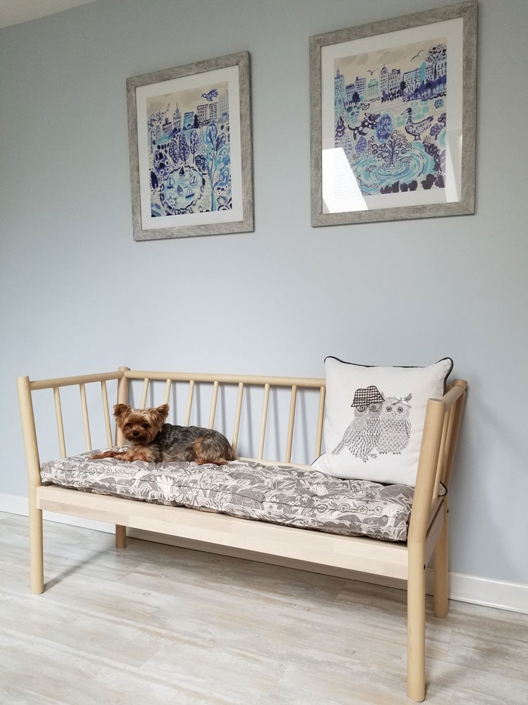 Home of Wool'c custom tufted bench cushion for Ekaterina