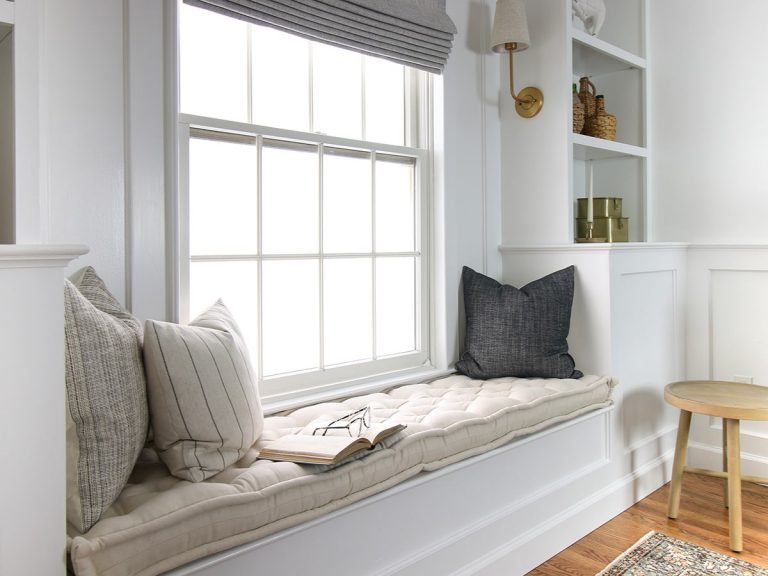 Home of Wool and Stefana Silber collaboration - custom window reading nook cushion