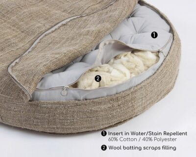Wool Round Table with open zipper