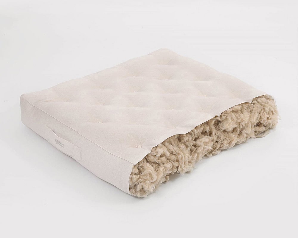 Wool mattress cut in half