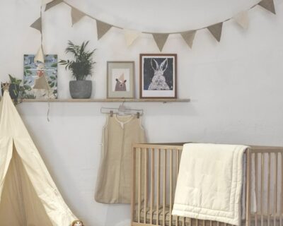 Kids festive flags in a room